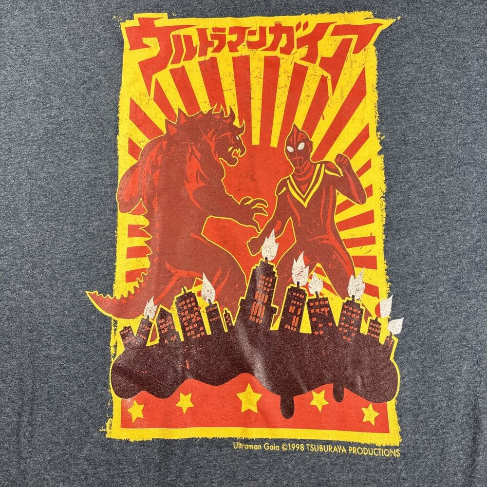 Vintage 1998 Ultraman Tiga Anime T-shirt 2XL Gray Tsuburaya Productions